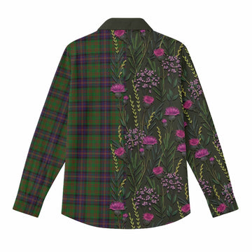 Cochrane Family Crest Tartan Women Casual Shirt Scottish Thistle Flower Pattern Half Style