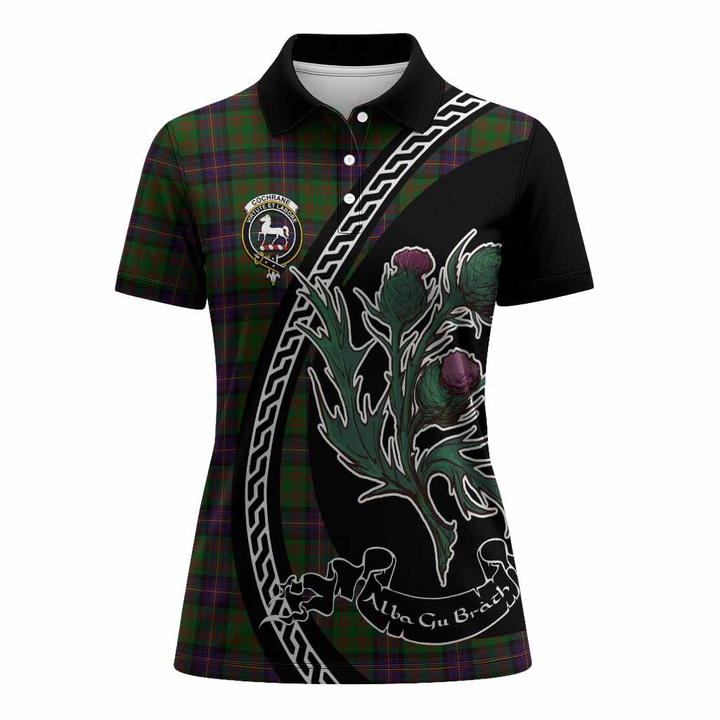 Cochrane Family Crest Tartan Women Polo Shirt Alba Thistle Inspired - Tartan Vibes Clothing