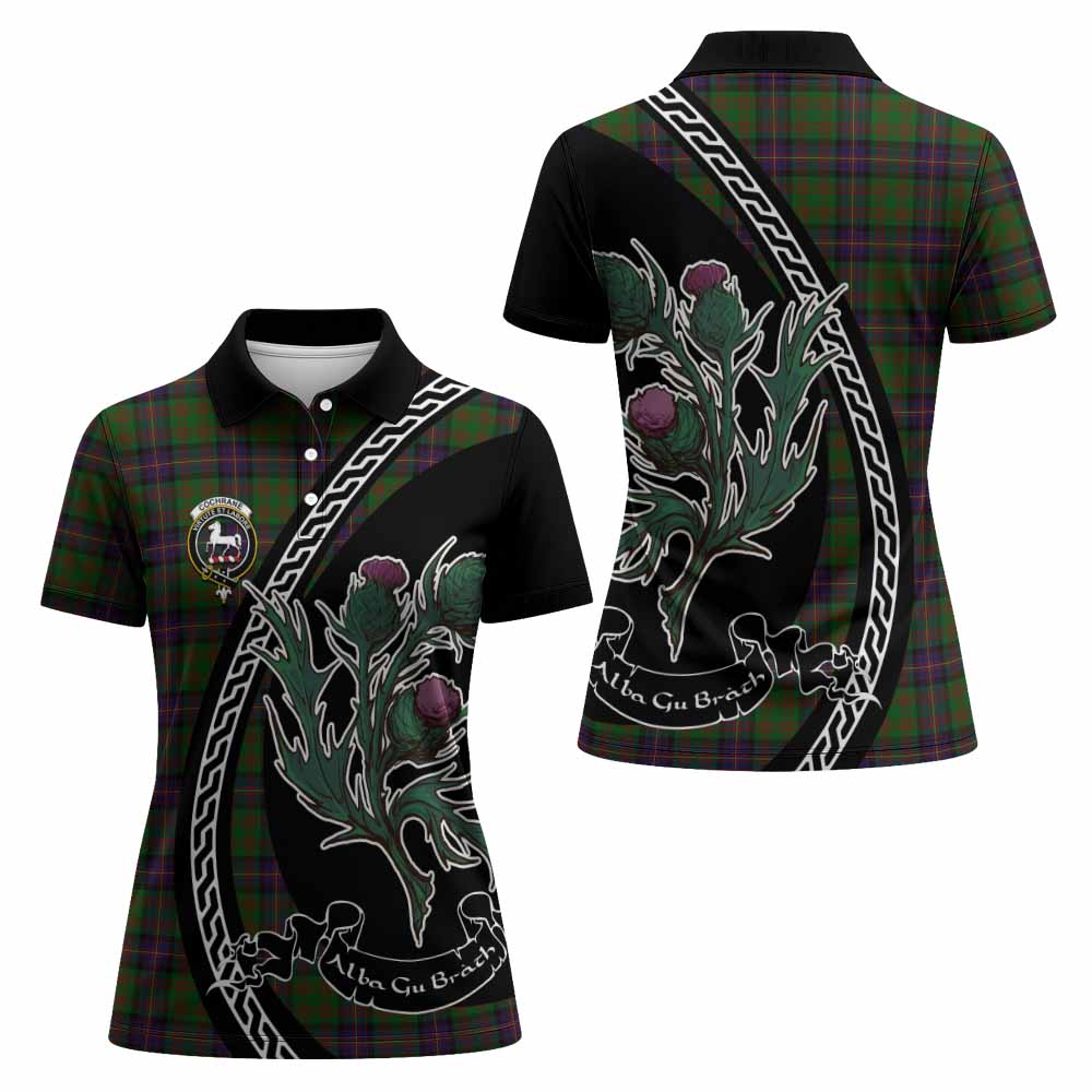 Cochrane Family Crest Tartan Women Polo Shirt Alba Thistle Inspired - Tartan Vibes Clothing