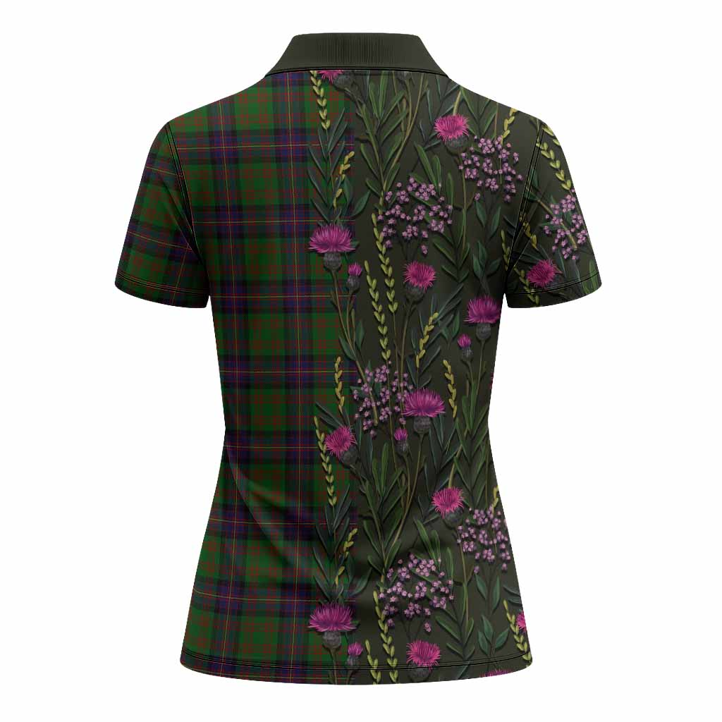 Cochrane Family Crest Tartan Women Polo Shirt Scottish Thistle Flower Pattern Half Style - Tartan Vibes Clothing