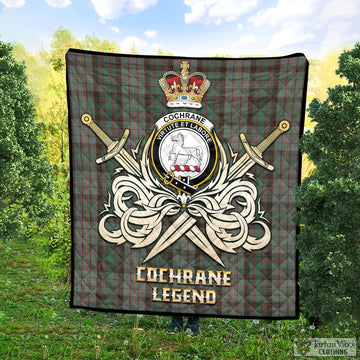 Cochrane Hunting Tartan Quilt with Clan Crest and the Golden Sword of Courageous Legacy