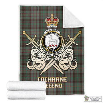 Cochrane Hunting Tartan Blanket with Clan Crest and the Golden Sword of Courageous Legacy