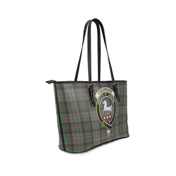 Cochrane Hunting Tartan Leather Tote Bag with Family Crest