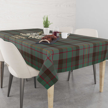 Cochrane Hunting Tartan Tablecloth with Clan Crest and the Golden Sword of Courageous Legacy
