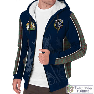 Cochrane Hunting Tartan Sherpa Hoodie with Family Crest and Scottish Thistle Vibes Sport Style