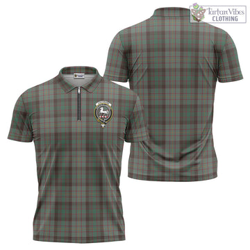 Cochrane Hunting Tartan Zipper Polo Shirt with Family Crest