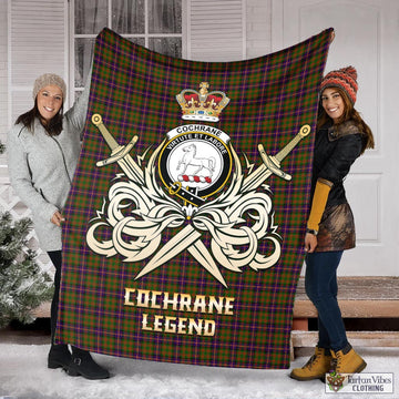Cochrane Modern Tartan Blanket with Clan Crest and the Golden Sword of Courageous Legacy