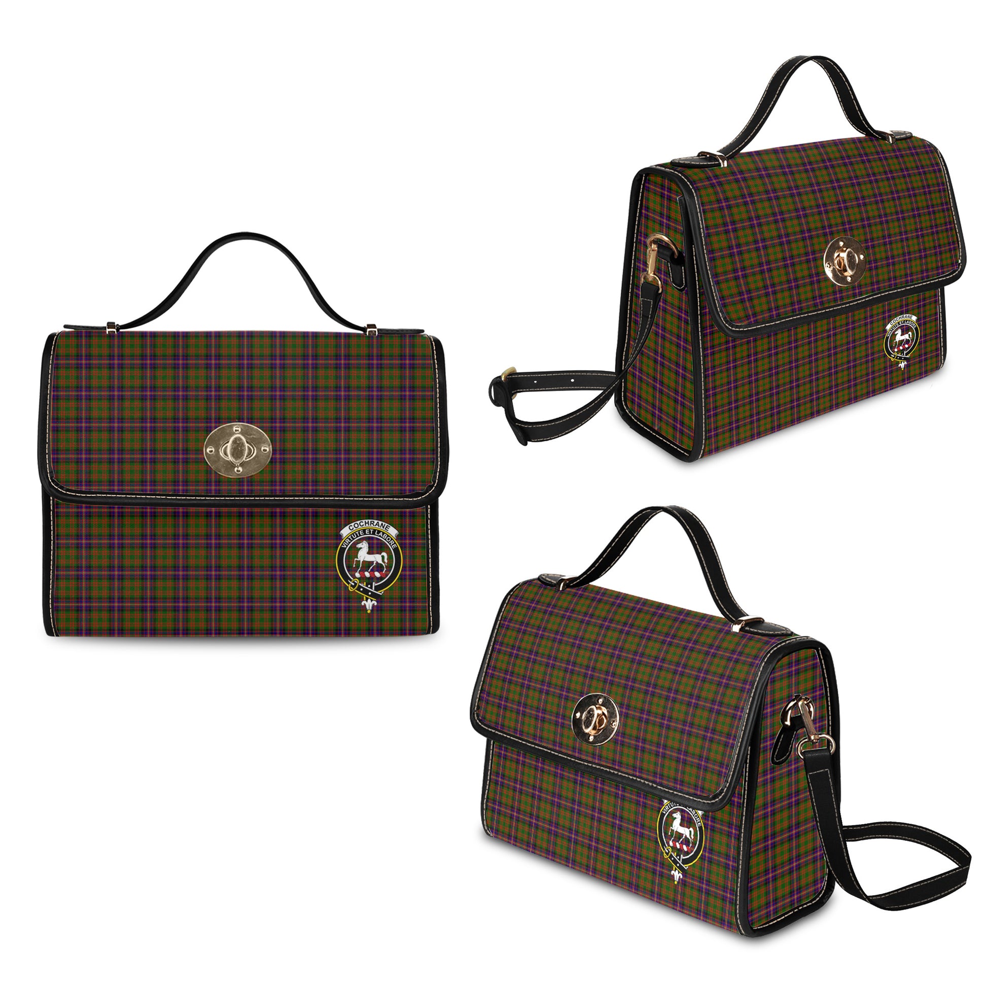 cochrane-modern-tartan-leather-strap-waterproof-canvas-bag-with-family-crest