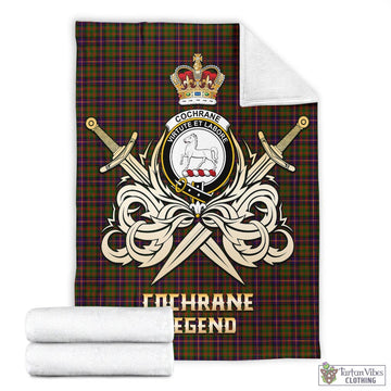 Cochrane Modern Tartan Blanket with Clan Crest and the Golden Sword of Courageous Legacy