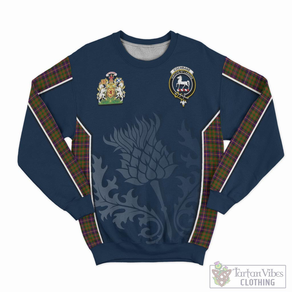 Tartan Vibes Clothing Cochrane Modern Tartan Sweatshirt with Family Crest and Scottish Thistle Vibes Sport Style