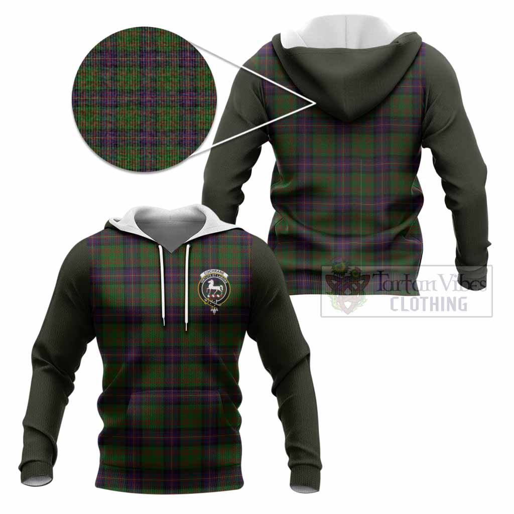 Cochrane Tartan Accent Knitted Hoodie with Family Crest