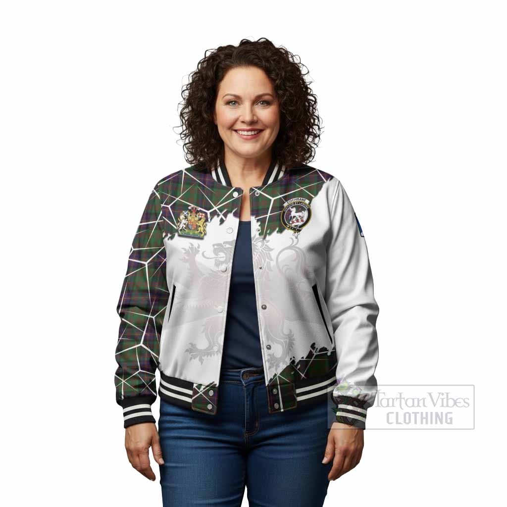 Cochrane Tartan Baseball Jacket with Family Crest and Lion Rampant Grunge Style