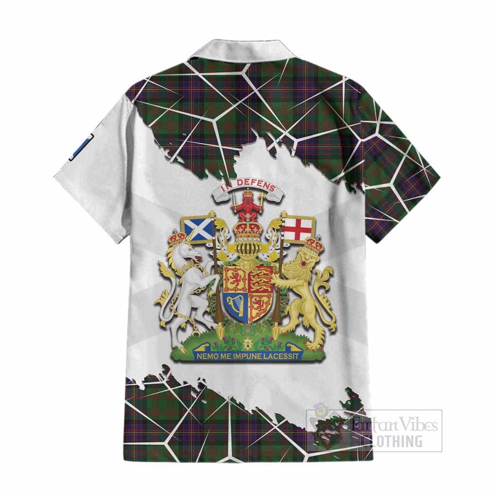 Cochrane Tartan Cotton Hawaiian Shirt with Family Crest and Lion Rampant Grunge Style