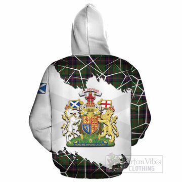 Cochrane Tartan Cotton Hoodie with Family Crest and Lion Rampant Grunge Style