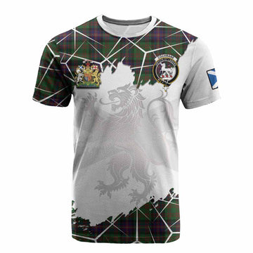 Cochrane Tartan Cotton T-shirt with Family Crest and Lion Rampant Grunge Style