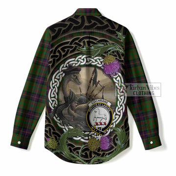 Cochrane Tartan Crest Bagpipe Nessie Women Casual Shirt Scottish Loch Ness Monster Celtic Thistle