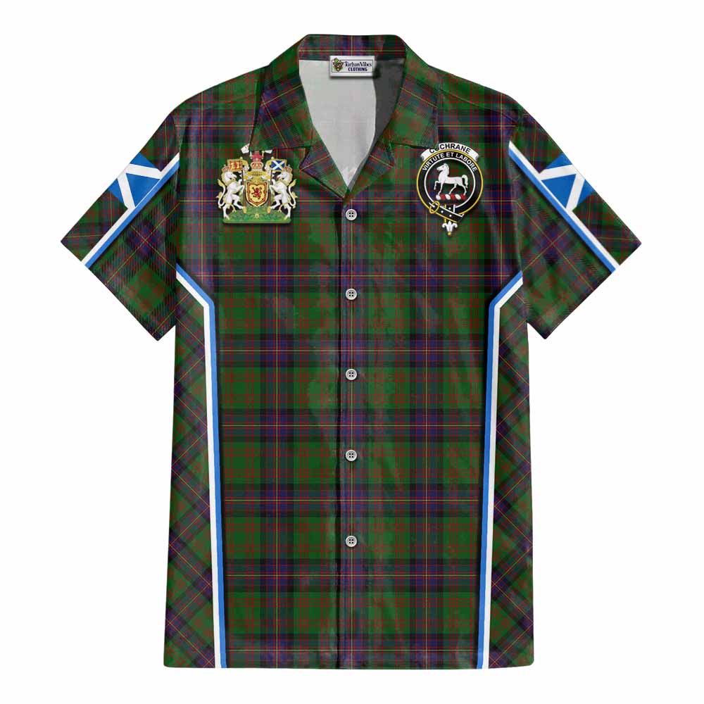 Cochrane Tartan Crest Cotton Hawaiian Shirt Scotland Coat of Arm Flag Style - Tartan Vibes Clothing
