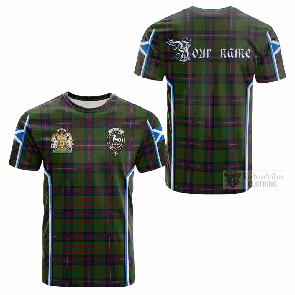 Cochrane Tartan Crest Cotton T-shirt Scotland Coat of Arm Flag Style - Tartan Vibes Clothing