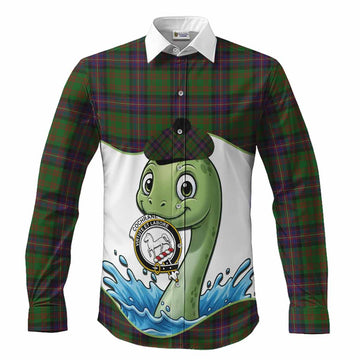 Cochrane Tartan Crest Cute Nessie Long Sleeve Button Shirts Scottish Loch Ness Monster