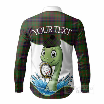 Cochrane Tartan Crest Cute Nessie Long Sleeve Button Shirts Scottish Loch Ness Monster