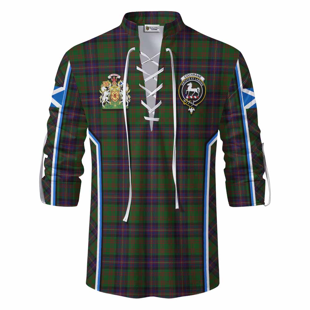Cochrane Tartan Crest Ghillie Kilt Shirt Scotland Coat of Arm Flag Style - Tartan Vibes Clothing