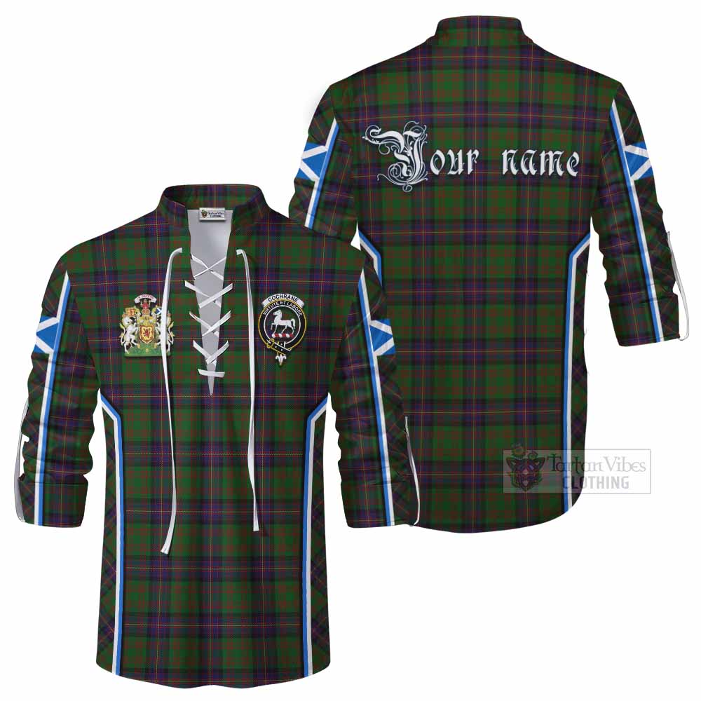 Cochrane Tartan Crest Ghillie Kilt Shirt Scotland Coat of Arm Flag Style - Tartan Vibes Clothing