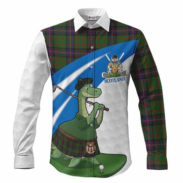 Cochrane Tartan Crest Golf Nessie Long Sleeve Button Shirts Loch Ness Monster Sporty Style