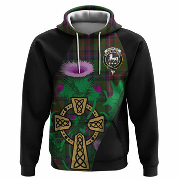Cochrane Tartan Crest Hoodie Celtic Cross Thistle Flowers