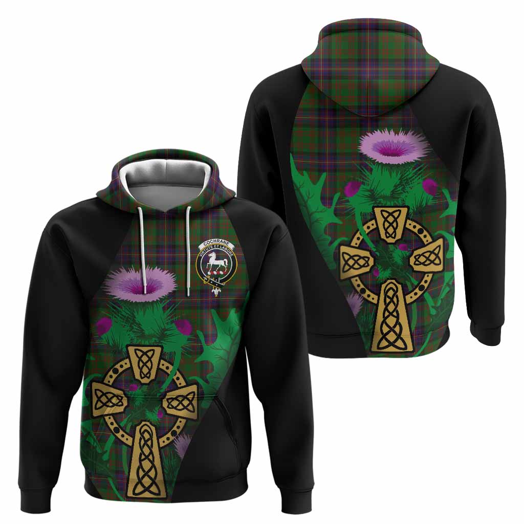 Cochrane Tartan Crest Hoodie Celtic Cross Thistle Flowers