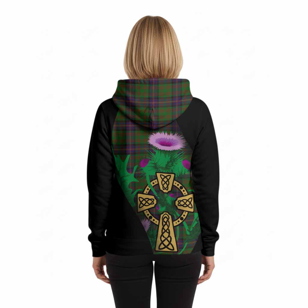 Cochrane Tartan Crest Hoodie Celtic Cross Thistle Flowers