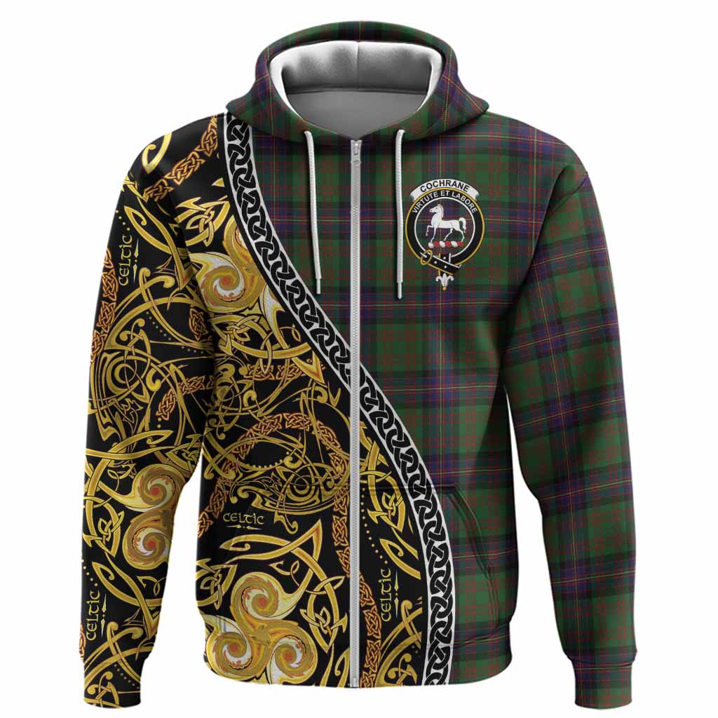 Cochrane Tartan Crest Hoodie Celtic Knot and Triple Trickle Spiral Symbols