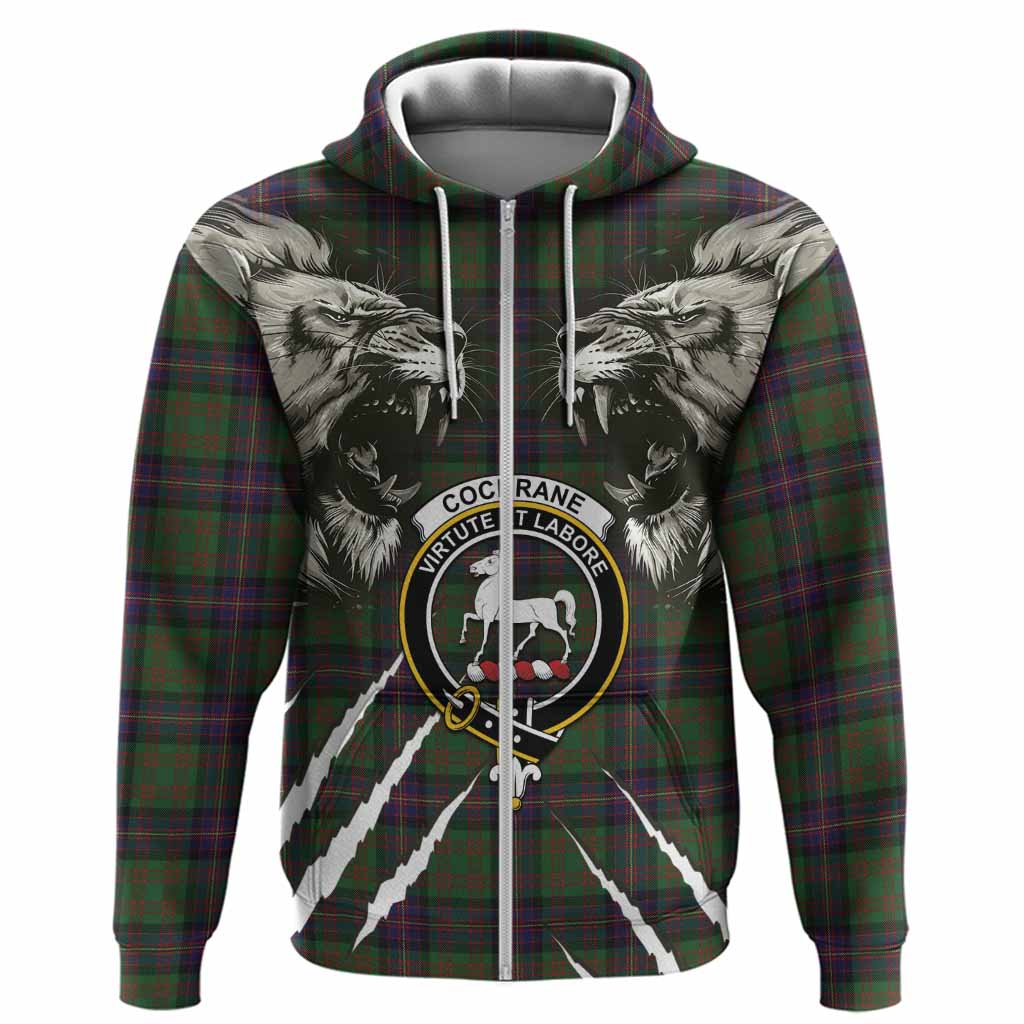 Cochrane Tartan Crest Hoodie Ferocious Lion Style