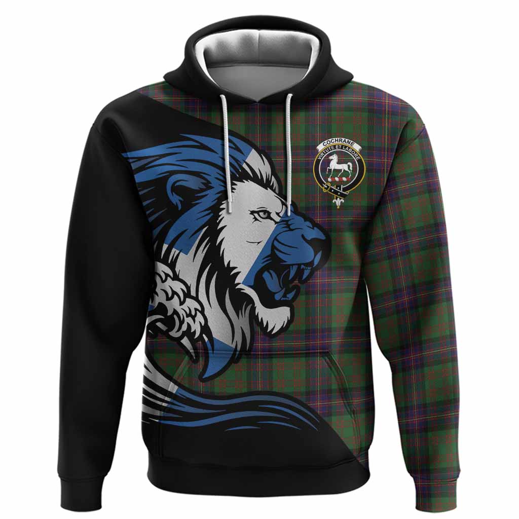 Cochrane Tartan Crest Hoodie Scottish Golden Lions Wave Flow