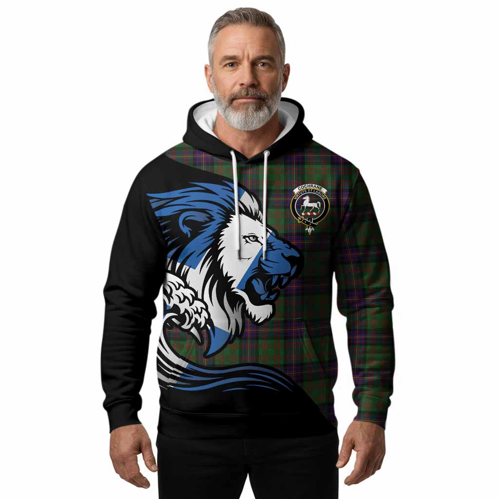 Cochrane Tartan Crest Hoodie Scottish Golden Lions Wave Flow