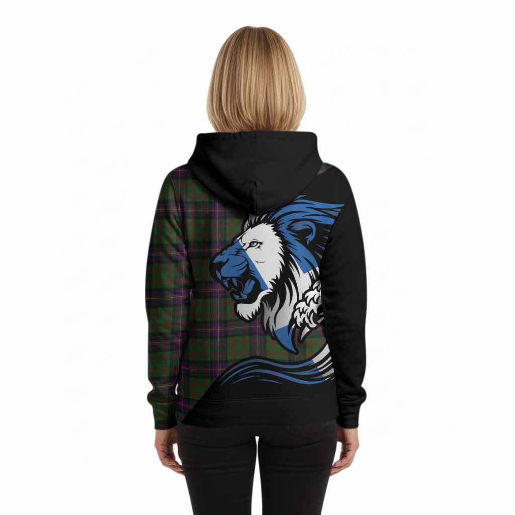 Cochrane Tartan Crest Hoodie Scottish Golden Lions Wave Flow