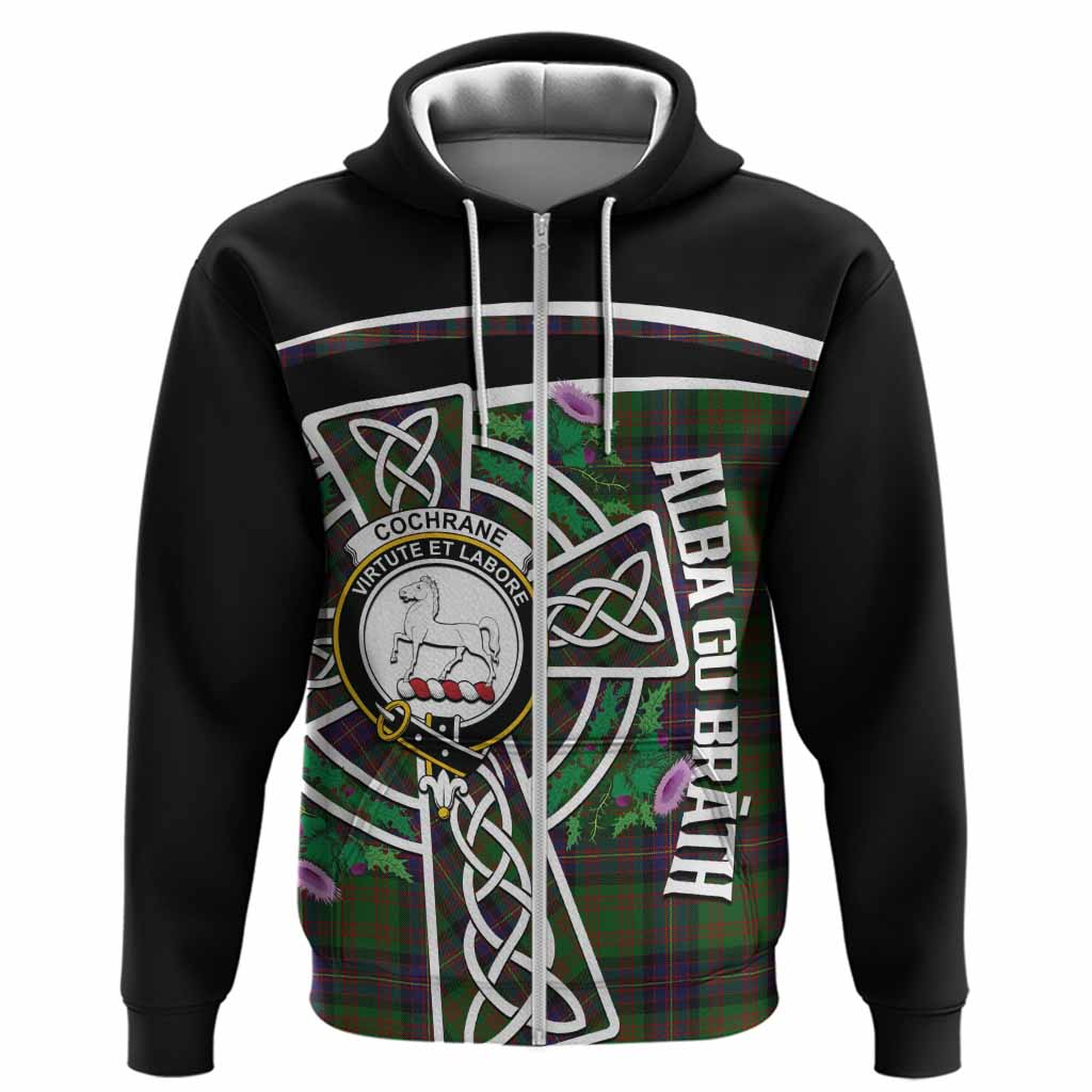 Cochrane Tartan Crest Hoodie Scottish Thistle Celtic Cross Alba Gu Brath