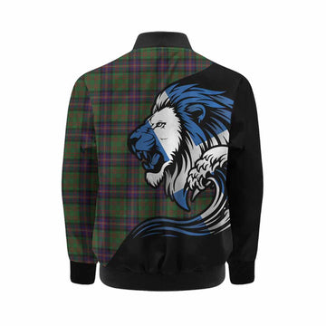 Cochrane Tartan Crest Kid Bomber Jacket Scottish Golden Lions Wave Flow
