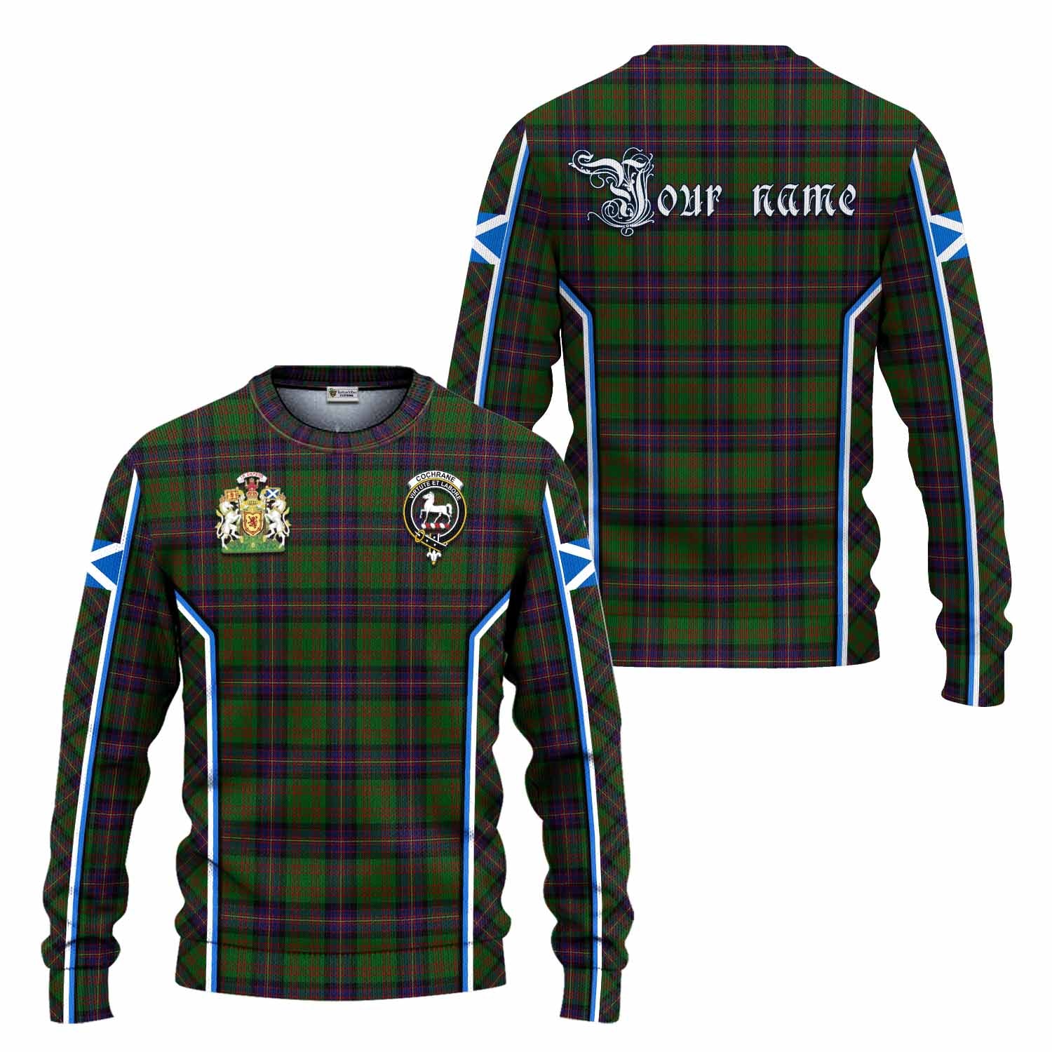 Cochrane Tartan Crest Knitted Sweater Scotland Coat of Arm Flag Style - Tartan Vibes Clothing