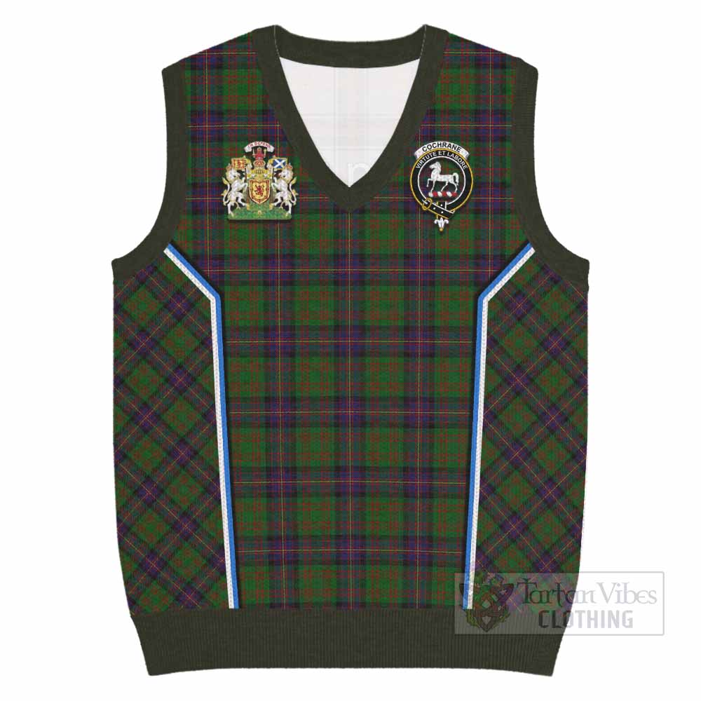 Cochrane Tartan Crest Knitted V-Neck Vest Scotland Coat of Arm Flag Style - Tartan Vibes Clothing
