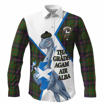 Cochrane Tartan Crest Loch Ness Monster Long Sleeve Button Shirts Nessie Scottish Map Tha Gradh Agam Air Alba