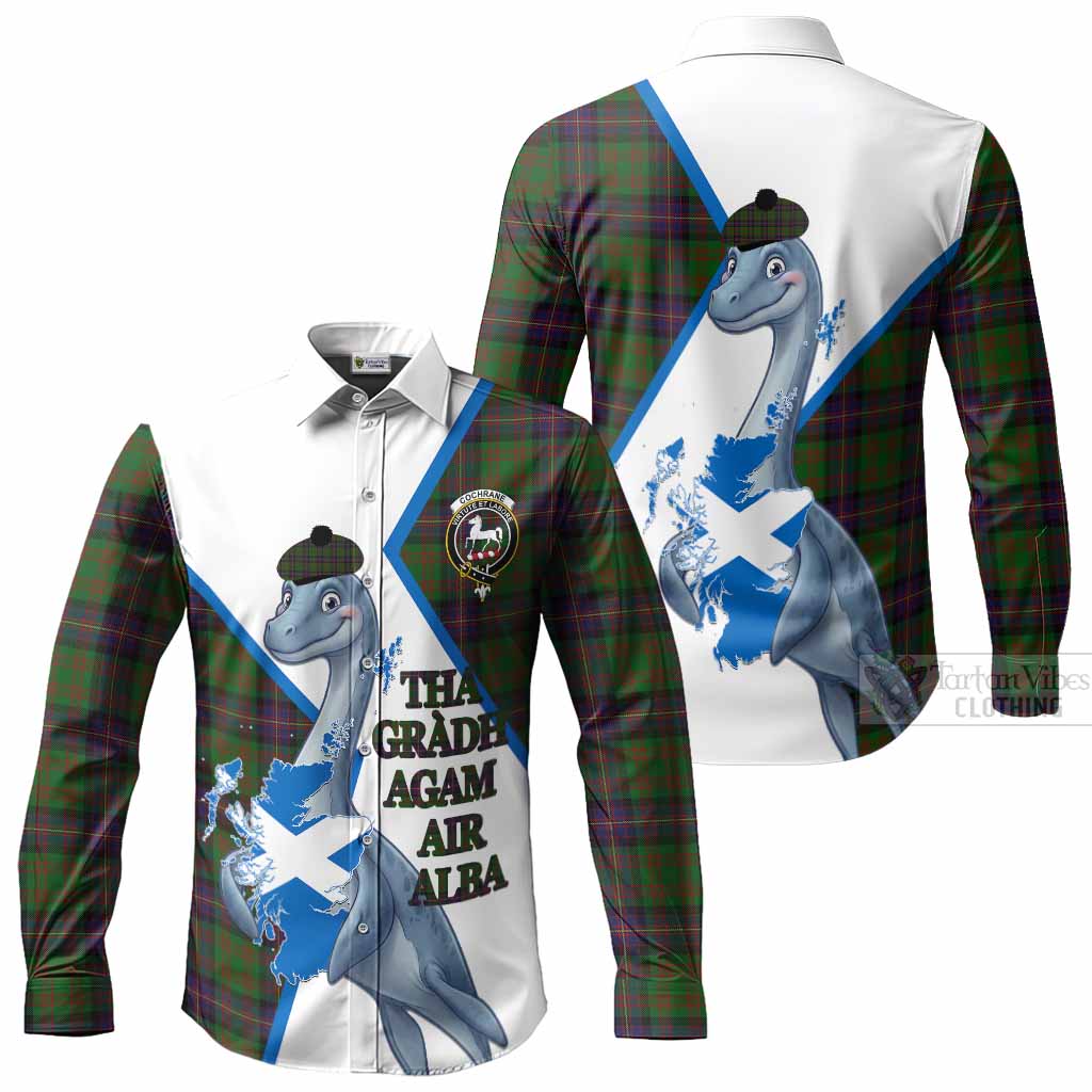 Cochrane Tartan Crest Loch Ness Monster Long Sleeve Button Shirts Nessie Scottish Map Tha Gradh Agam Air Alba