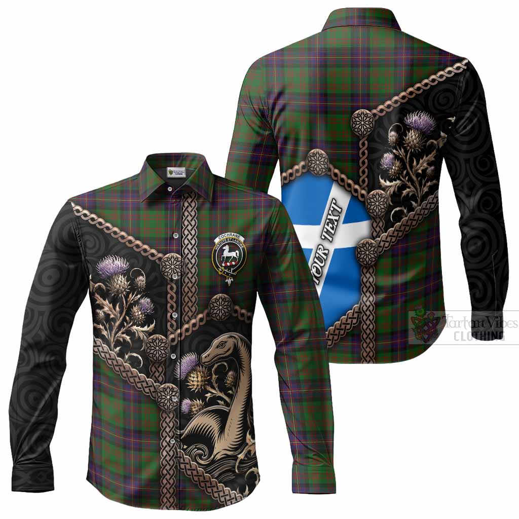 Cochrane Tartan Crest Long Sleeve Button Shirts Scottish Thistle Loch Ness Monster