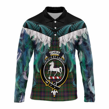 Cochrane Tartan Crest Long Sleeve Polo Shirt New Zealand Maori Korowai Cloak