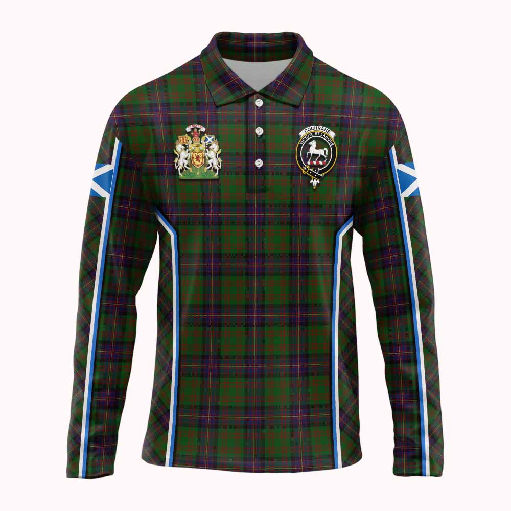 Cochrane Tartan Crest Long Sleeve Polo Shirt Scotland Coat of Arm Flag Style - Tartan Vibes Clothing