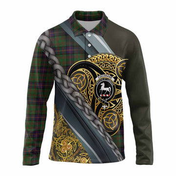 Cochrane Tartan Crest Long Sleeve Polo Shirt Scottish Triskele Celtic