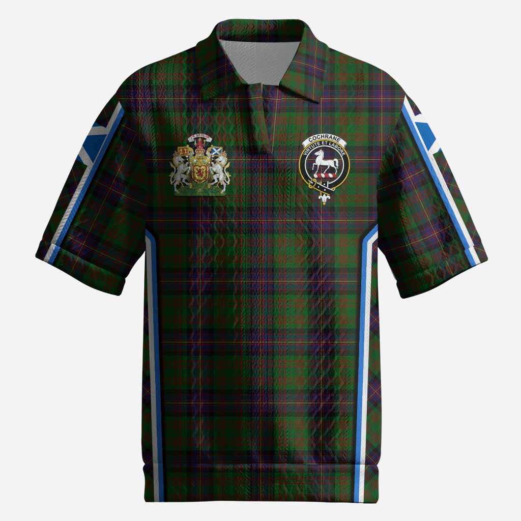Cochrane Tartan Crest Men’s Polo Sweater Top Scotland Coat of Arm Flag Style