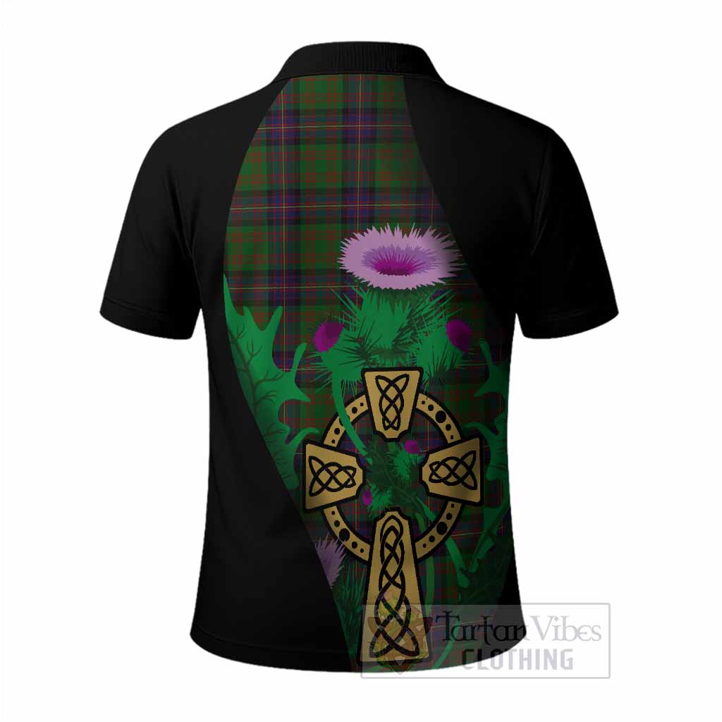 Cochrane Tartan Crest Polo Shirt Celtic Cross Thistle Flowers