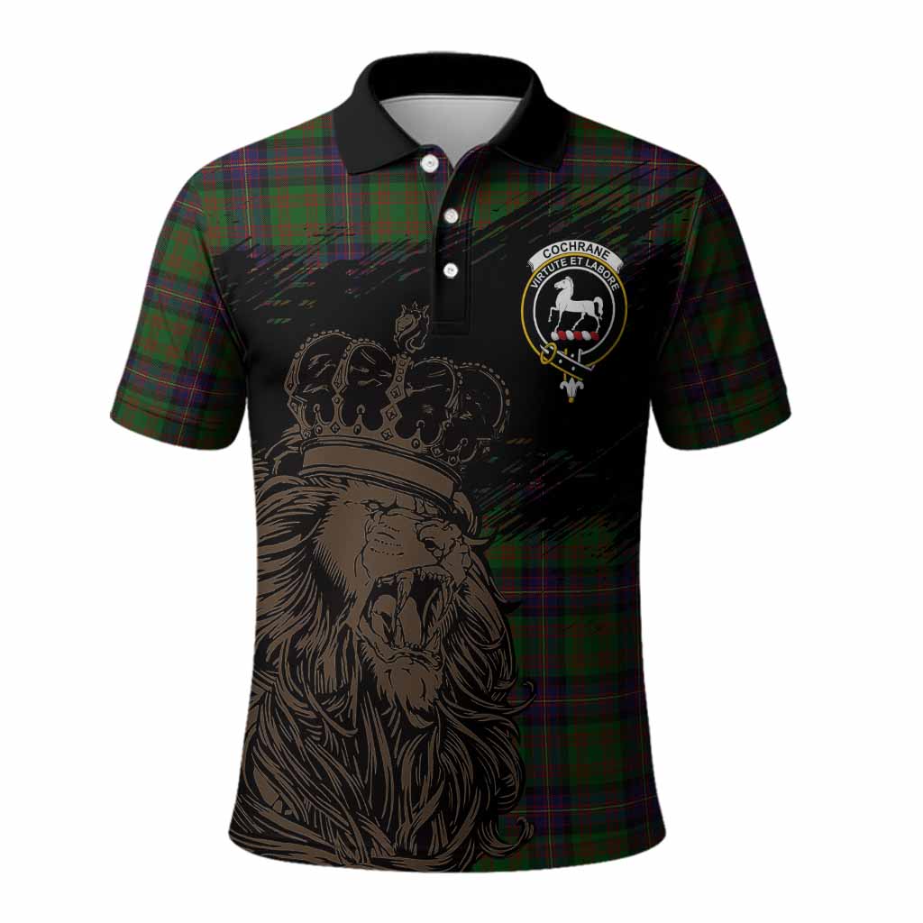 Cochrane Tartan Crest Polo Shirt Crowned Lion Heritage Style