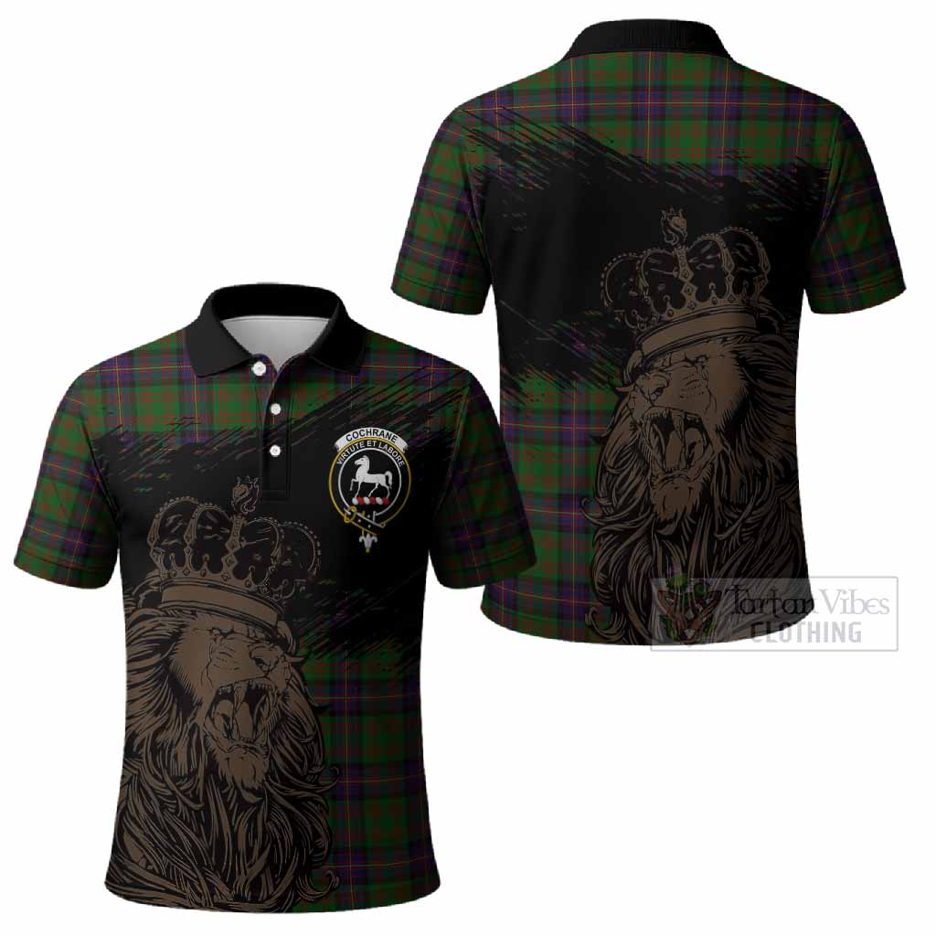 Cochrane Tartan Crest Polo Shirt Crowned Lion Heritage Style