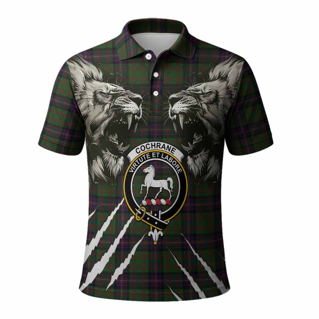 Cochrane Tartan Crest Polo Shirt Ferocious Lion Style
